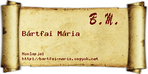 Bártfai Mária névjegykártya